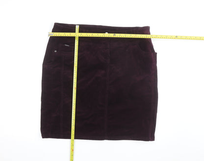 Canda Women's Purple Corduroy Knee Length Pencil Skirt Size 14