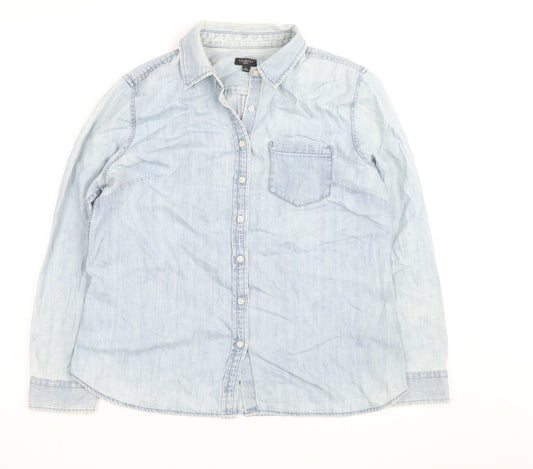Talbots Men Blue Long Sleeve Denim Button-Up Casual Shirt Size L