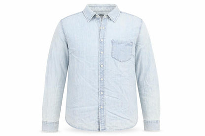 Talbots Men Blue Long Sleeve Denim Button-Up Casual Shirt Size L