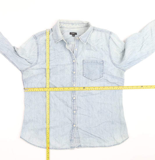 Talbots Men Blue Long Sleeve Denim Button-Up Casual Shirt Size L