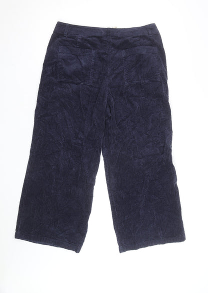 Seasalt Cornwall Women Navy Corduroy Trousers Size L Organic Cotton