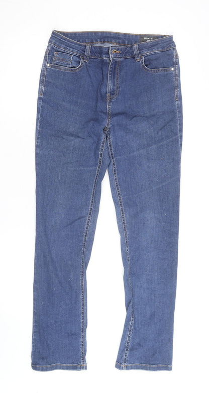 Tu Women Blue Straight Leg Mid Rise Denim Jeans Size 14R