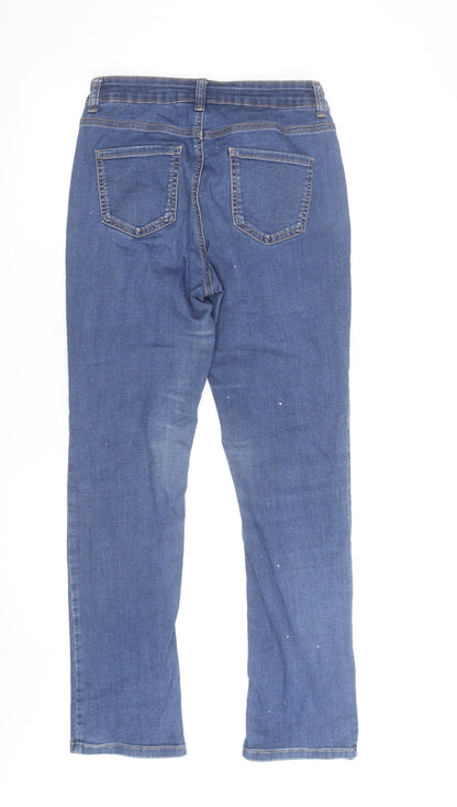 Tu Women Blue Straight Leg Mid Rise Denim Jeans Size 14R