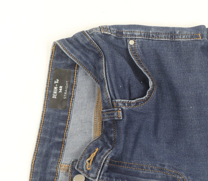 Tu Women Blue Straight Leg Mid Rise Denim Jeans Size 14R