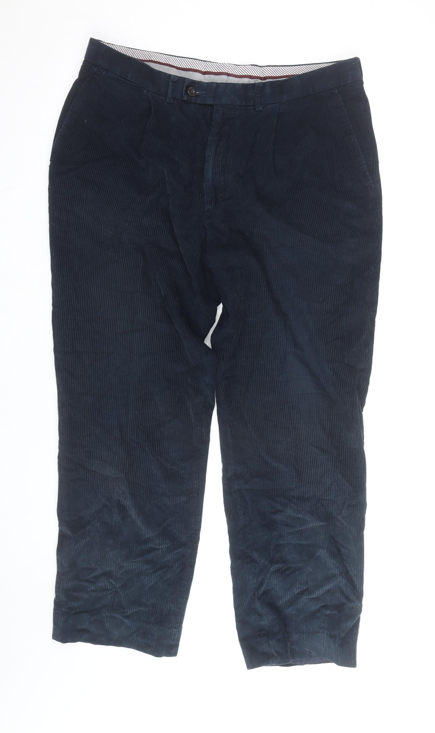 Marks and Spencer Men's Blue Corduroy Trousers 36W 29L Regular Fit