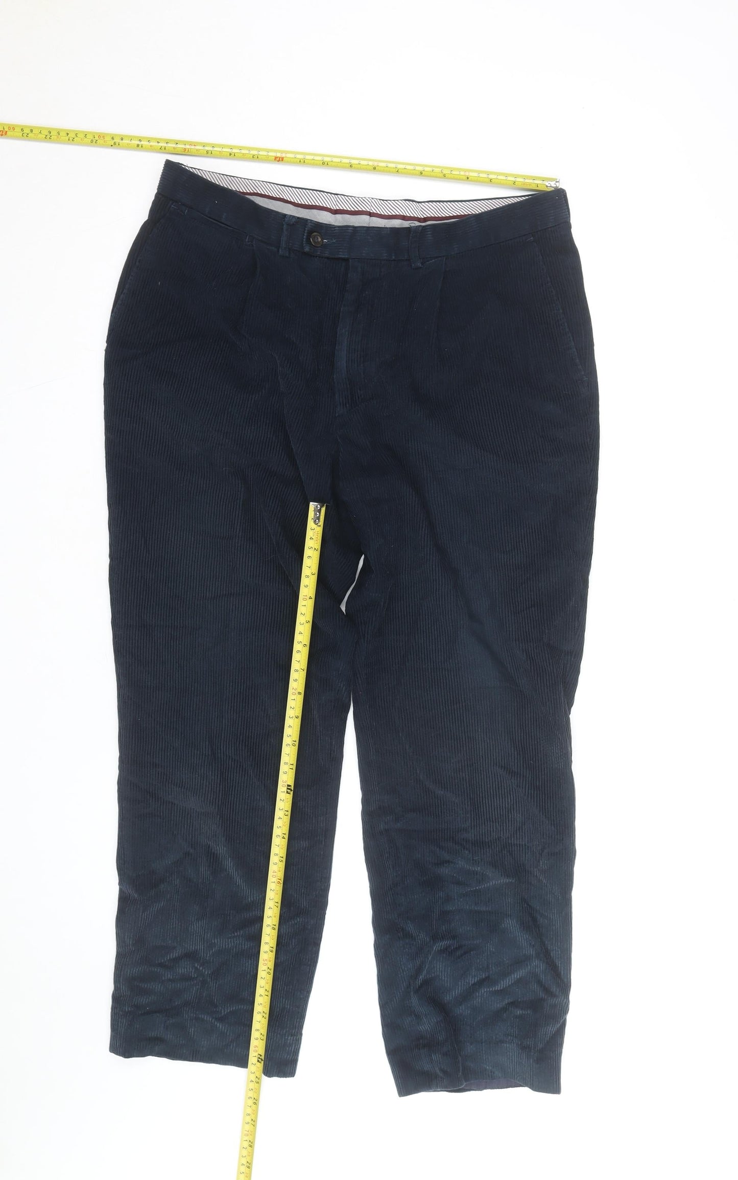 Marks and Spencer Men's Blue Corduroy Trousers 36W 29L Regular Fit