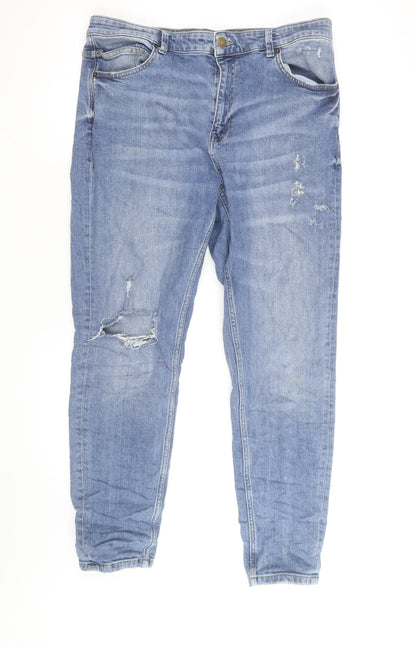 Red Herring Men’s Blue 38R Regular Fit Distressed Denim Jeans