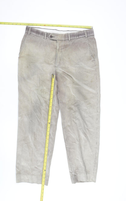 Marks and Spencer Men's Beige Corduroy Trousers Size 36 Regular Fit