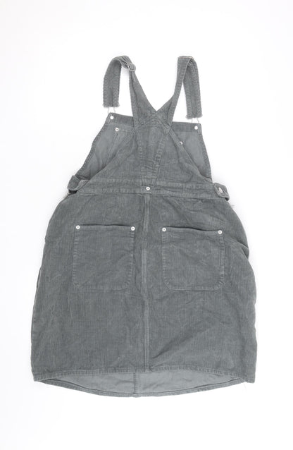 ASOS Women Grey Corduroy Dungaree Dress UK 10 Adjustable Pockets