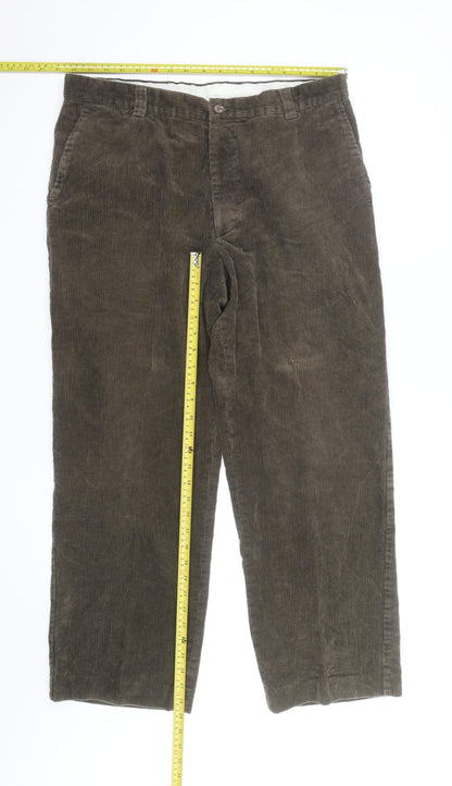 Farah Men’s Brown Corduroy Regular Fit Trousers 32W 30L