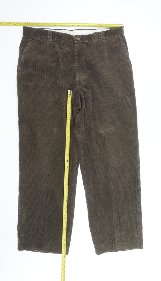 Farah Men’s Brown Corduroy Regular Fit Trousers 32W 30L