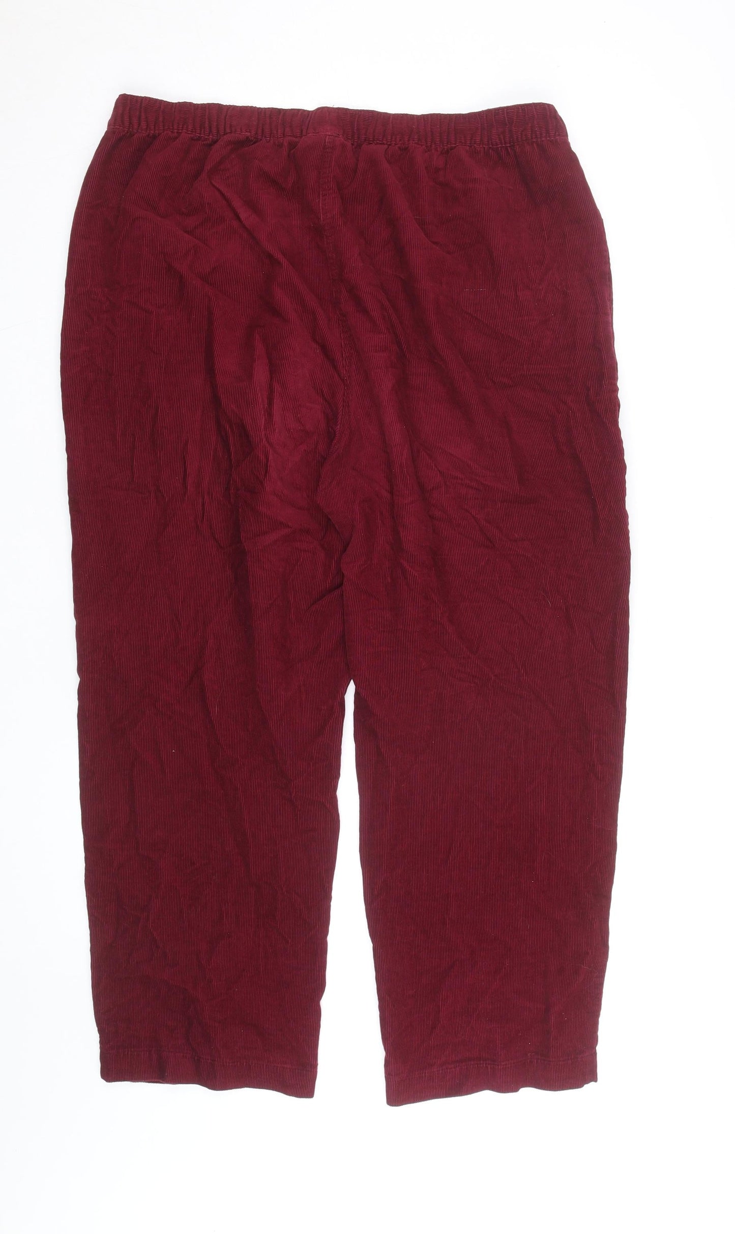 Isle Women's Red Corduroy Cropped Trousers Size 18 Elastic Waist