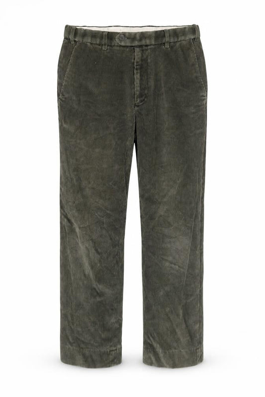 Marks and Spencer Men's Green Corduroy Straight Trousers 32W 29L