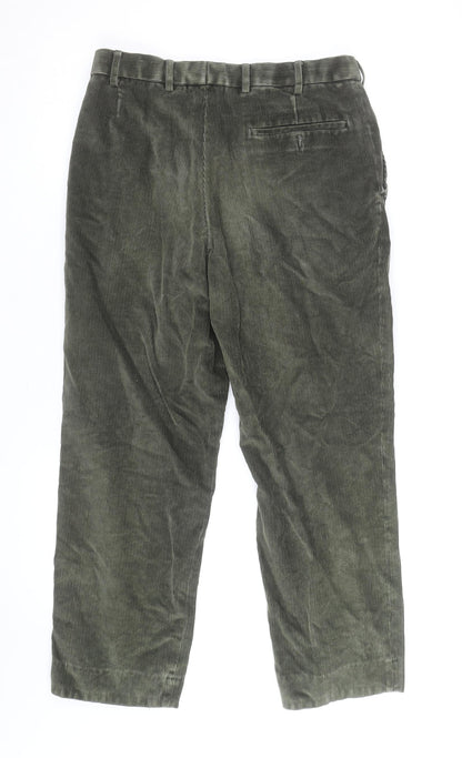 Marks and Spencer Men's Green Corduroy Straight Trousers 32W 29L