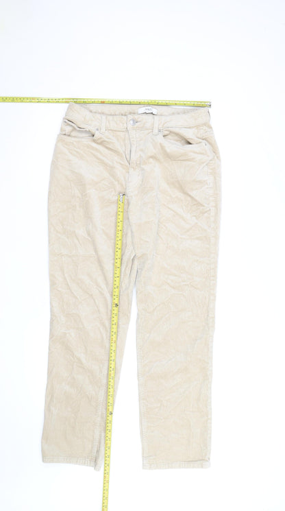 Marks and Spencer Women's Beige Corduroy Slim Chino Trousers Size 16