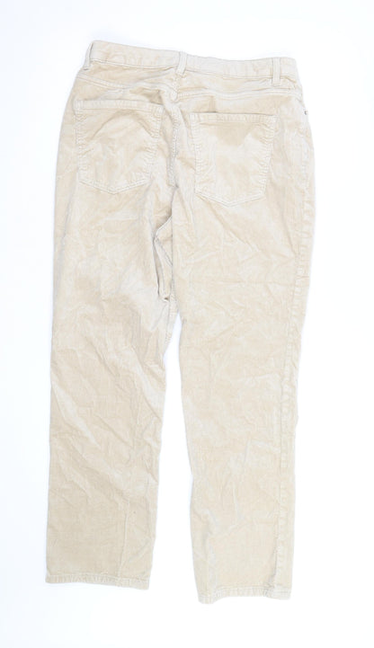 Marks and Spencer Women's Beige Corduroy Slim Chino Trousers Size 16