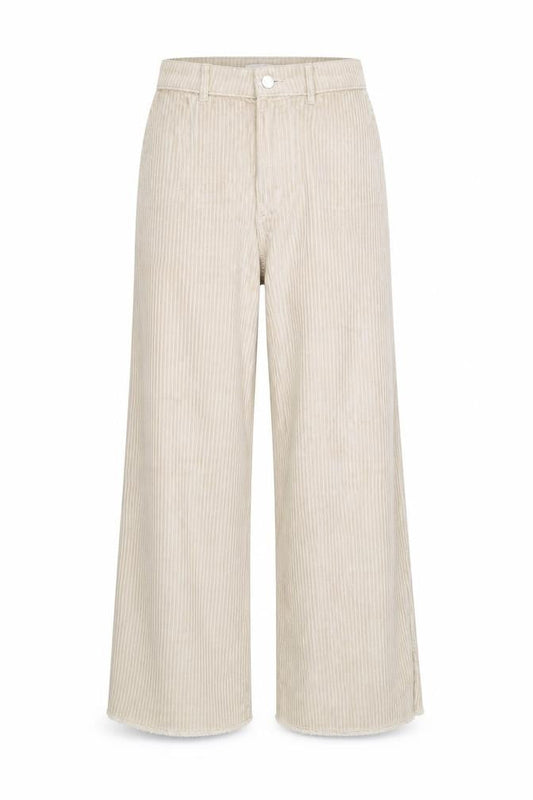 EDC Women Beige Corduroy Wide-Leg High Rise Trousers Size 12