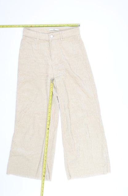 EDC Women Beige Corduroy Wide-Leg High Rise Trousers Size 12