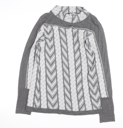 MONA Women’s Grey Mock Neck Geometric Pullover Jumper Size 14