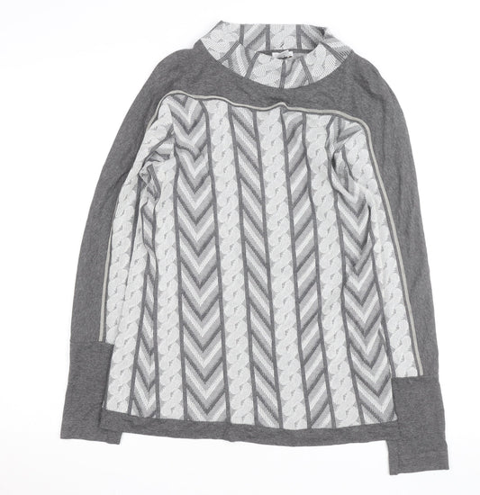 MONA Women’s Grey Mock Neck Geometric Pullover Jumper Size 14