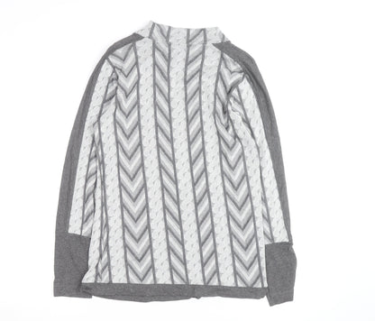 MONA Women’s Grey Mock Neck Geometric Pullover Jumper Size 14