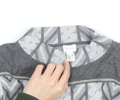 MONA Women’s Grey Mock Neck Geometric Pullover Jumper Size 14