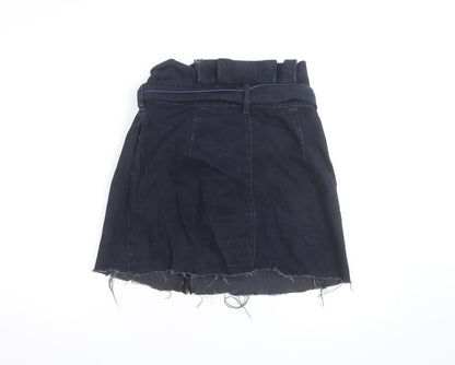 ASOS Women’s Blue Denim A-Line Mini Skirt Size 14 Belted High Rise