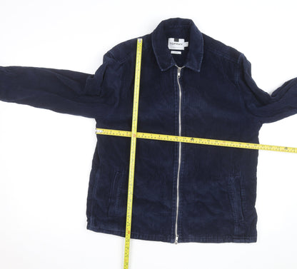 Topman Men Blue Corduroy Full Zip Jacket Size L 42in Casual
