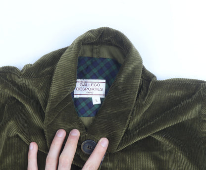 Gallego Desportes Men's Green Corduroy Lined Jacket Size L