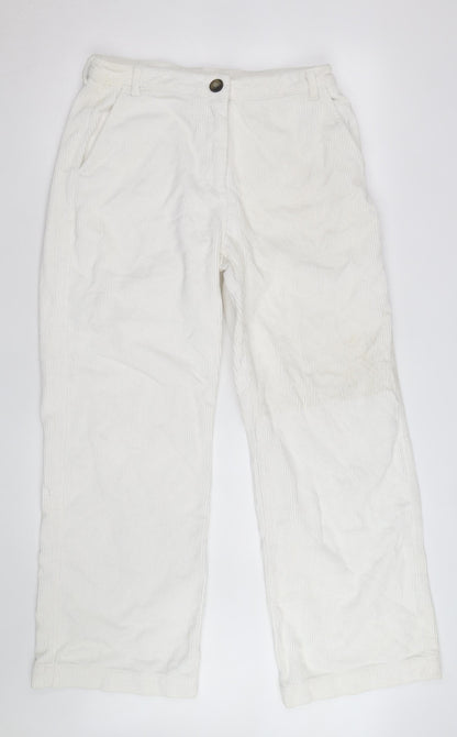 Oliver Bonas Women White Corduroy Chino Trousers Size 14