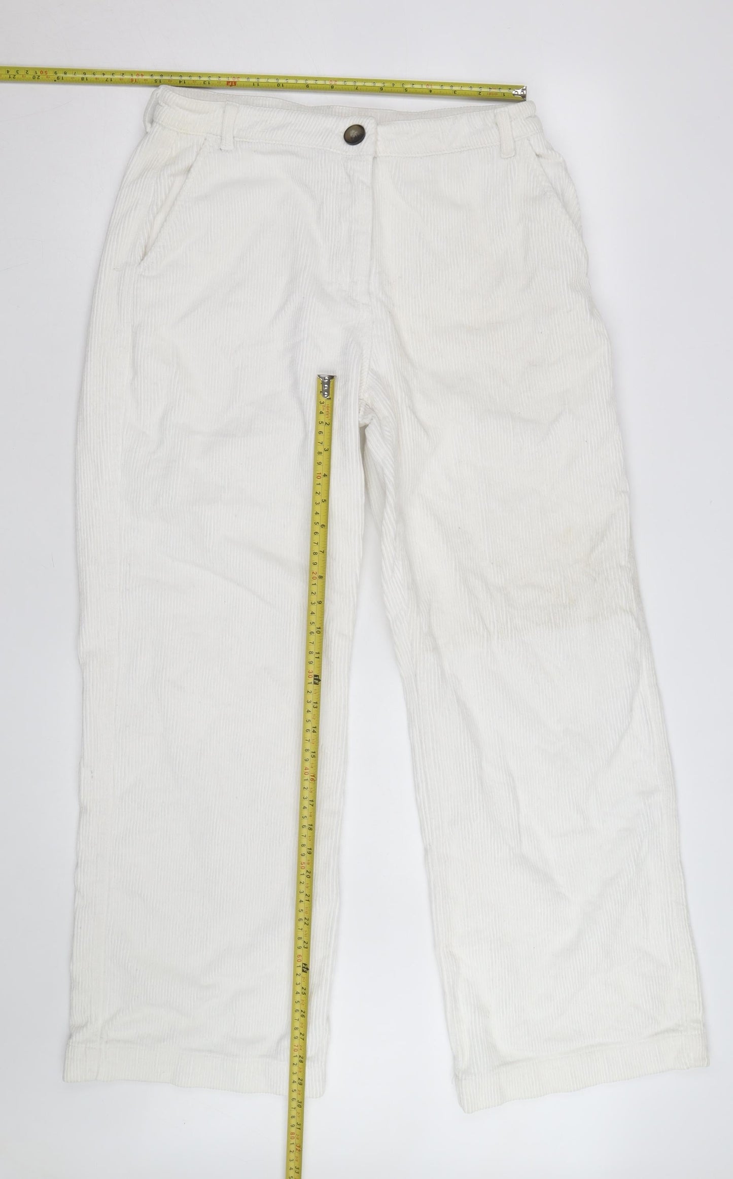 Oliver Bonas Women White Corduroy Chino Trousers Size 14