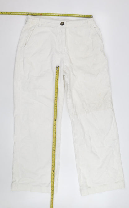 Oliver Bonas Women White Corduroy Chino Trousers Size 14