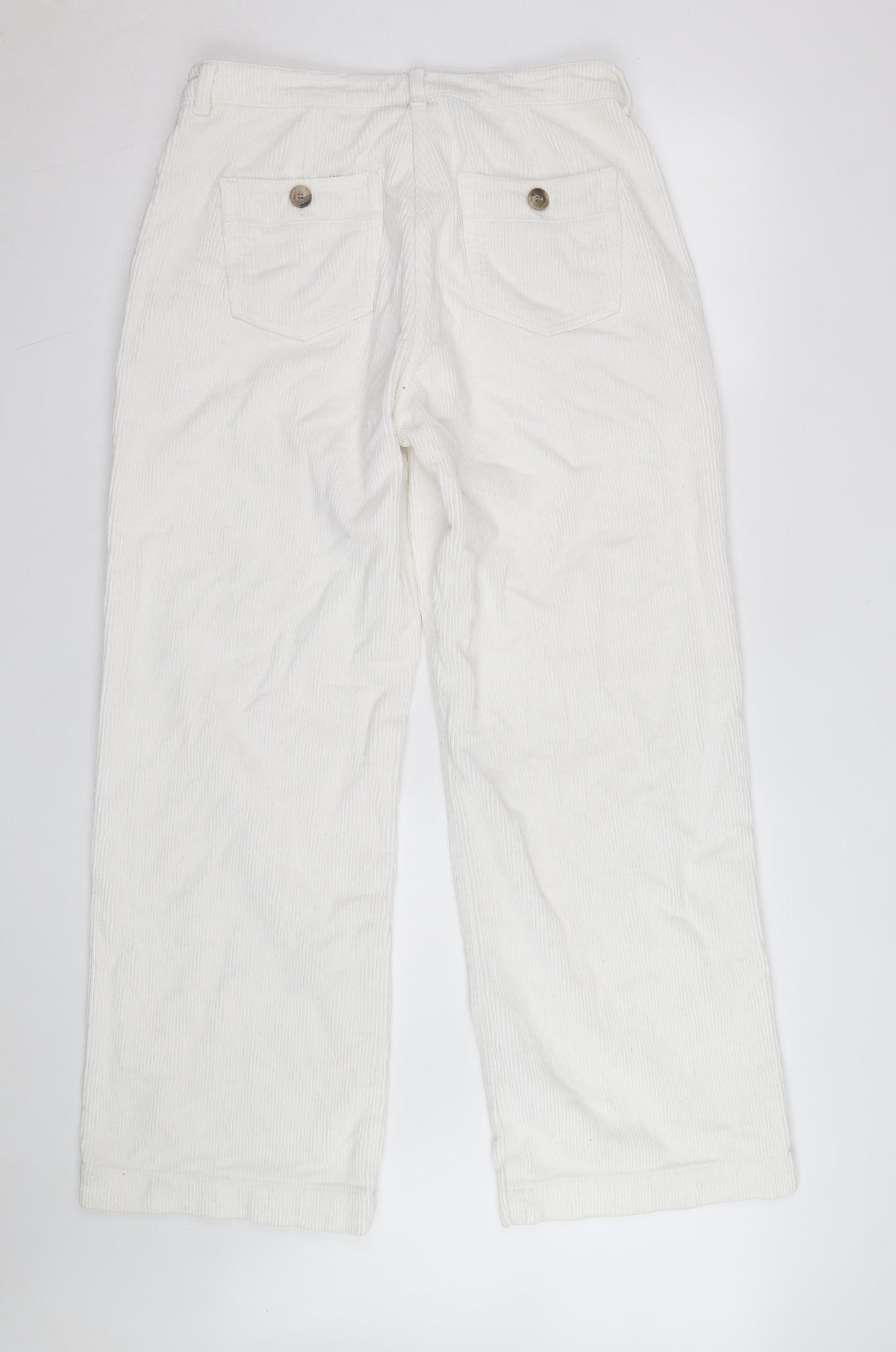 Oliver Bonas Women White Corduroy Chino Trousers Size 14