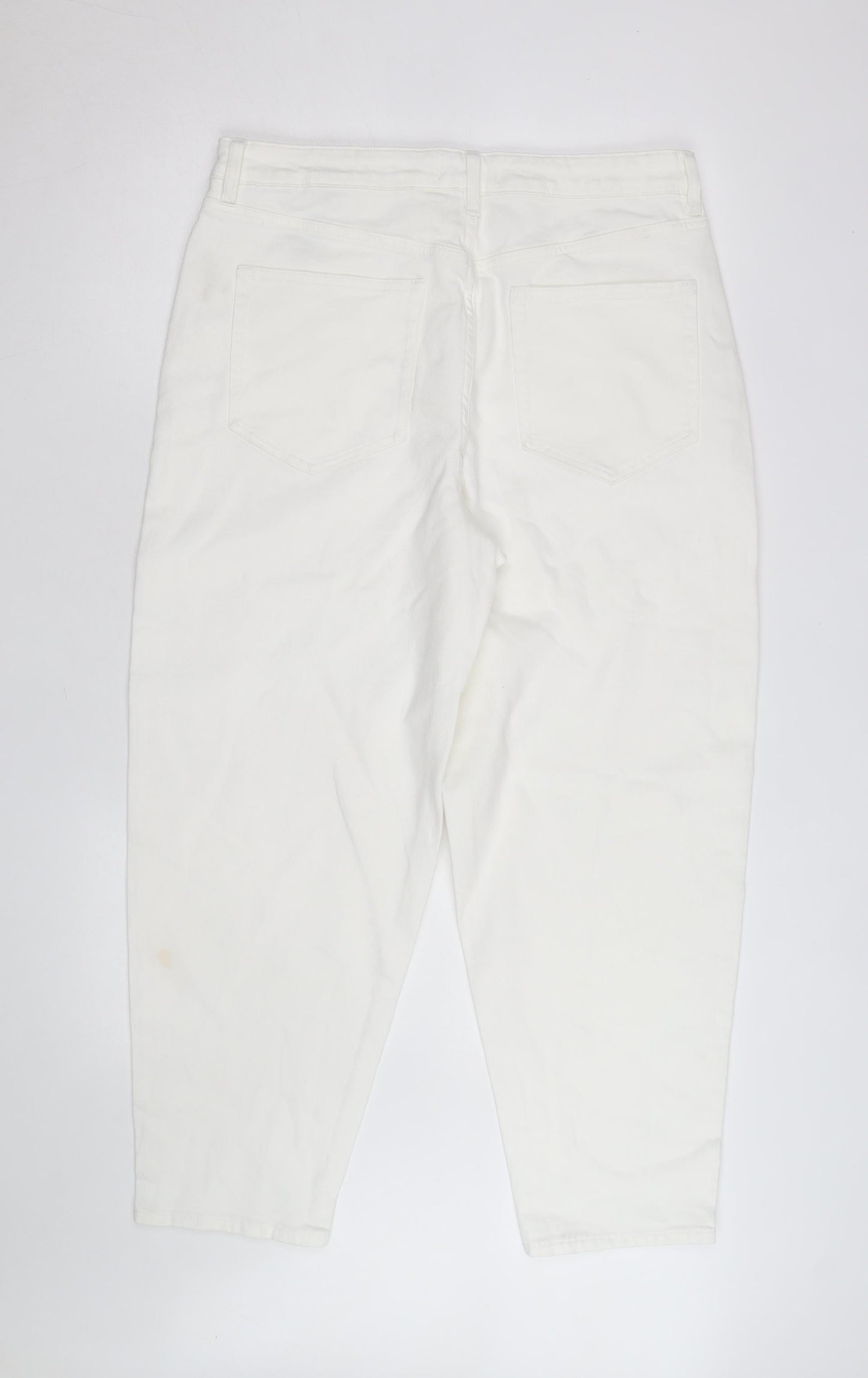Marks and Spencer Women White Size 16 Mom Jeans Regular Fit High Rise