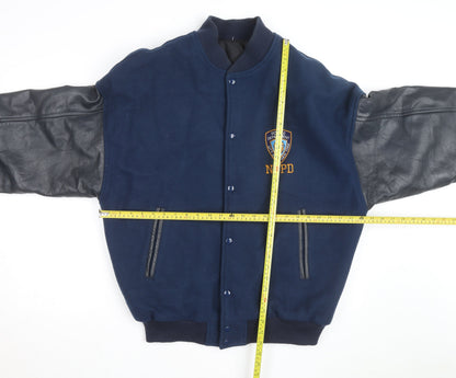 Canada Sportswear Men's Blue Wool Leather NYPD Varsity Jacket XL