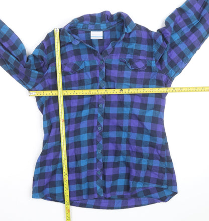 Columbia Men's Blue & Purple Check Flannel Long Sleeve Button-Up Shirt - Size M