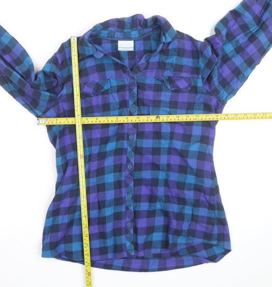 Columbia Men's Blue & Purple Check Flannel Long Sleeve Button-Up Shirt - Size M