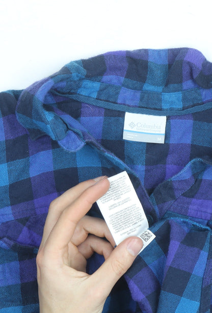 Columbia Men's Blue & Purple Check Flannel Long Sleeve Button-Up Shirt - Size M