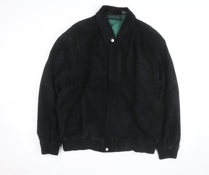 Galleria Benson & Hedges Men's Black Leather Bomber Jacket M