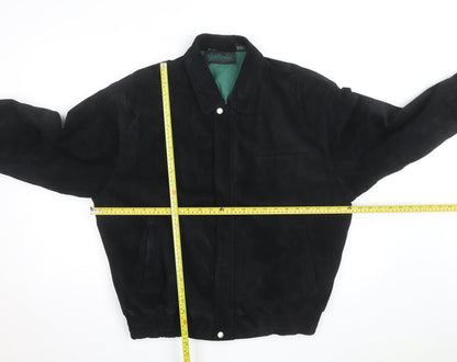 Galleria Benson & Hedges Men's Black Leather Bomber Jacket M