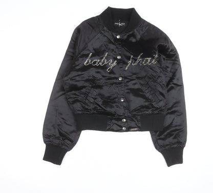 Baby Phat Women's Black Rhinestone Bomber Jacket Size S