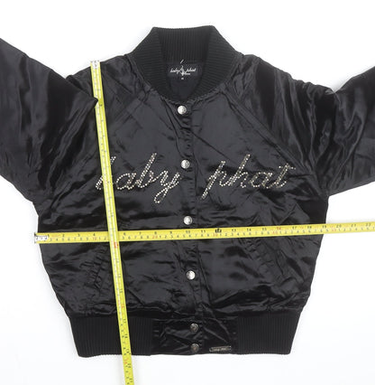 Baby Phat Women's Black Rhinestone Bomber Jacket Size S