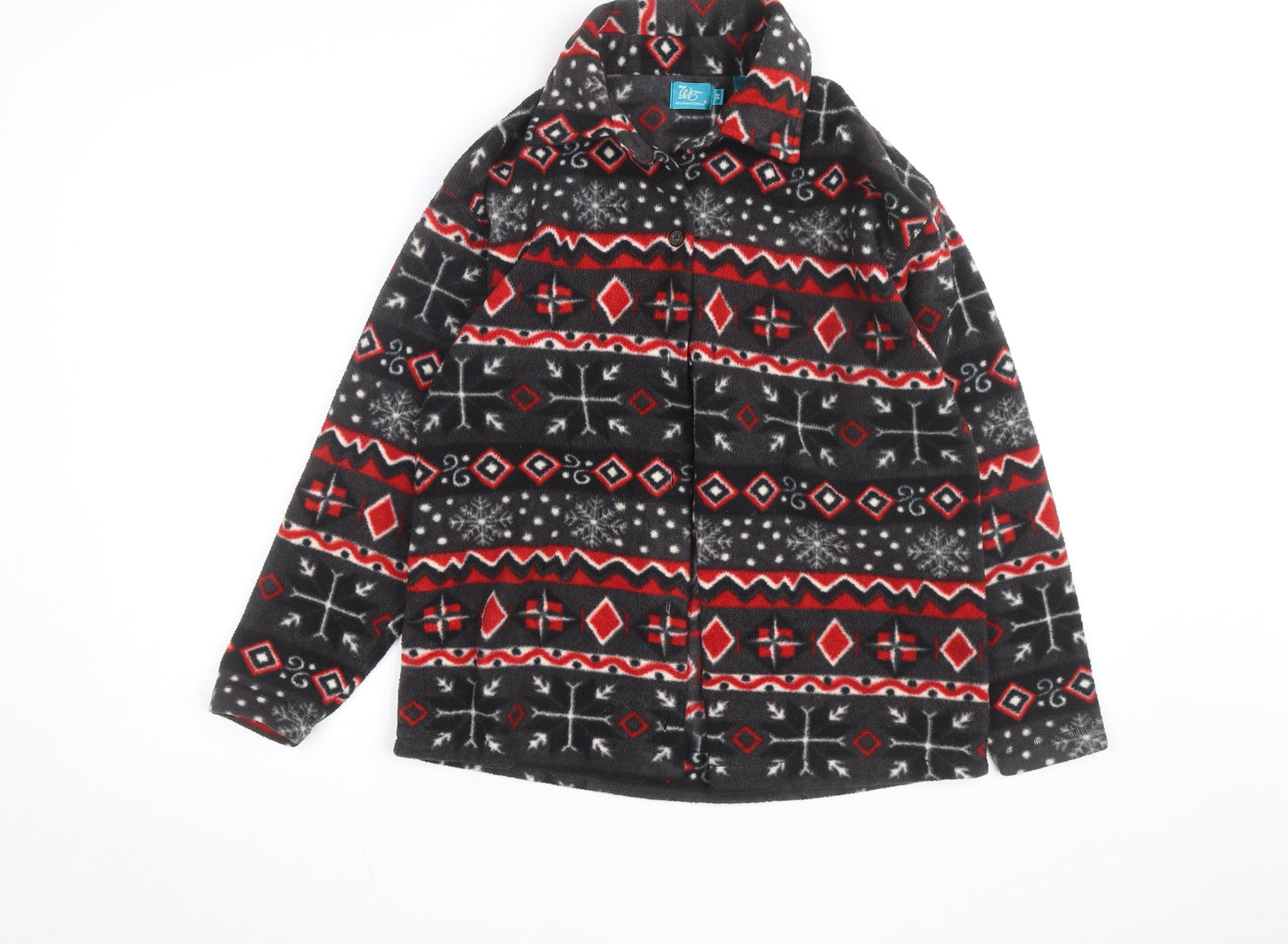 Weekend Edition Men's Multicoloured Fleece Jacket Size M Fair Isle Pattern