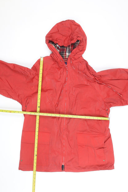JG Hook Womens Red Hooded Waterproof Rain Coat Jacket M