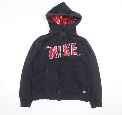 Nike Men's Black Full Zip Hoodie M Red Lined Sportswear