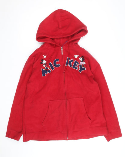 Disney Women Red Mickey Full Zip Fleece Hoodie 2XL