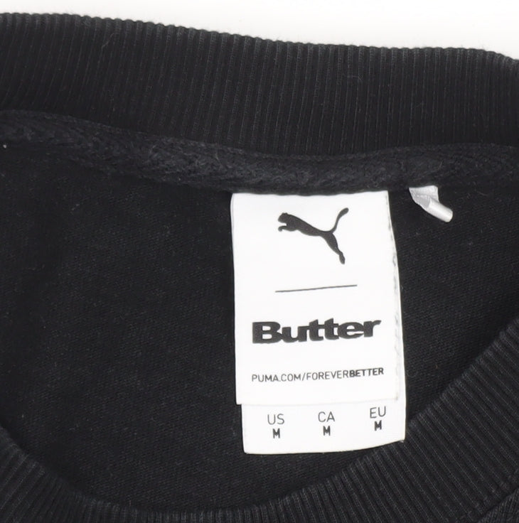 Puma x Butter Mens Black Graphic Logo T-Shirt Medium
