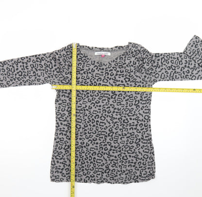 Mudd & Water Women's Grey Animal Print Long Sleeve Cotton Top Size 8