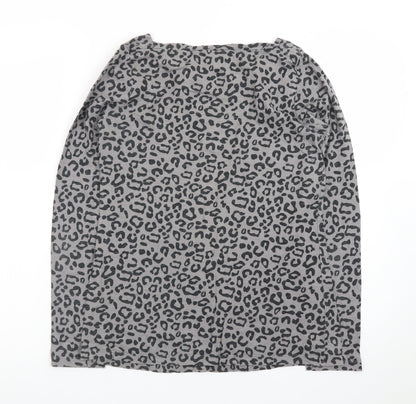 Mudd & Water Women's Grey Animal Print Long Sleeve Cotton Top Size 8