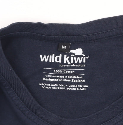 Wild Kiwi Men's Navy New Zealand Graphic Cotton T-Shirt M
